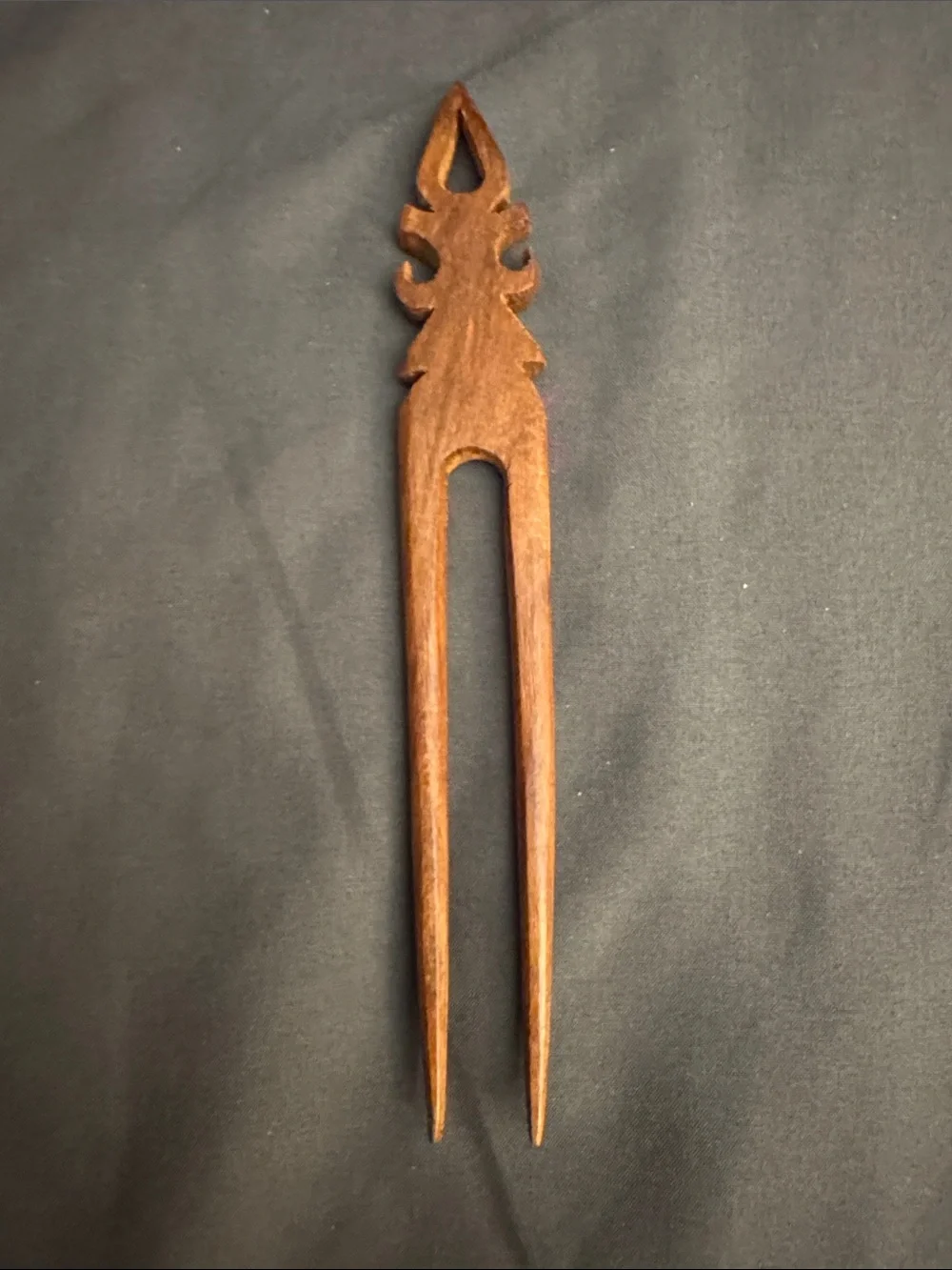 Designers Originals Carved Wood Hair Fork - Brown